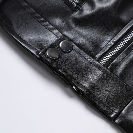 Herren modische Kunstlederjacke mit abnehmbaren Taschen EB