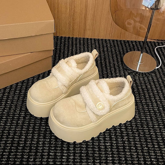 Damen Plüschgefütterte Sneakers mit modischem Klettverschluss und rutschfester Sohle EB