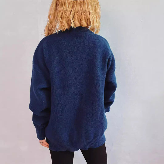 Damen weihnachtlicher Pullover mit festlichem Santa-Motiv und lockerer Passform EB