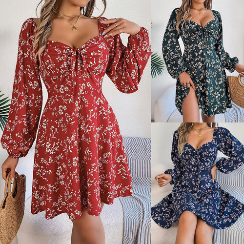 Damen Off-Shoulder Blumenkleid mit Rüschendetails EB