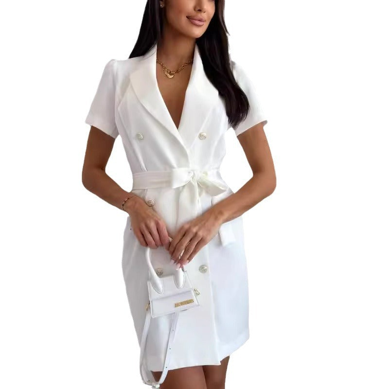 Damen Blazer-Kleid mit tailliertem Gürtel und eleganter Knopfleiste EB