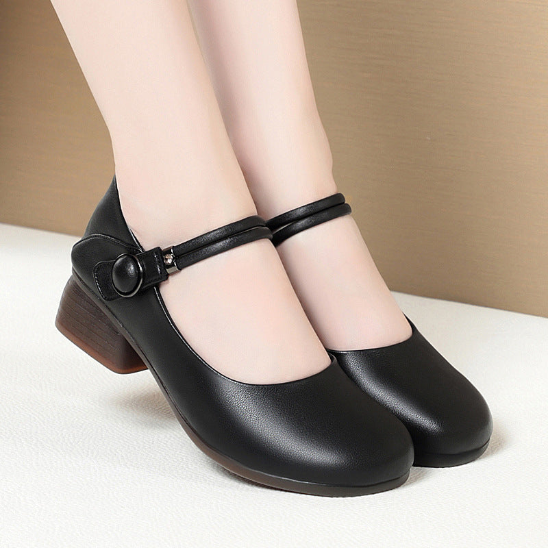 Damen Komfortable Mary Jane Ballerinas mit eleganten Details und stabilem Absatz EB