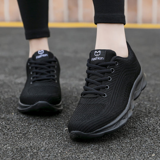 Damen nan ultraleichter Komfort-Gehsneaker für Alltag und Freizeit mit nahtlosem Strickobermaterial, reaktionsfreudiger Luftkissen-Zwischensohle und gepolstertem Fersenkragen EB