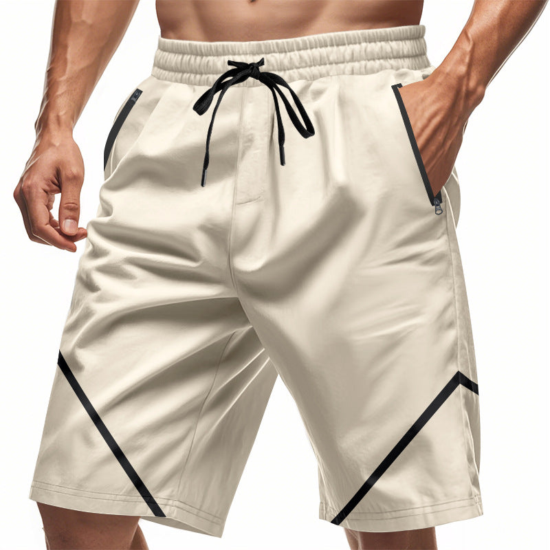 Herren nan atmungsaktive Trainingsshorts mit Reißverschlusstaschen und elastischem Tunnelzugbund EB