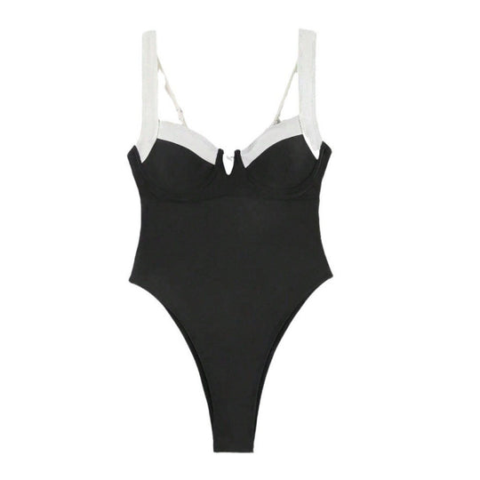 Damen Einteiliger Badeanzug mit raffiniertem Bustier-Design und hohen Beinausschnitten EB