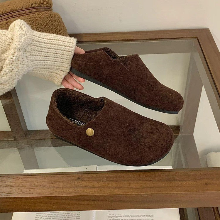 Damen bequeme Hausschuhe aus weichem Wildleder mit wärmendem Innenfutter EB