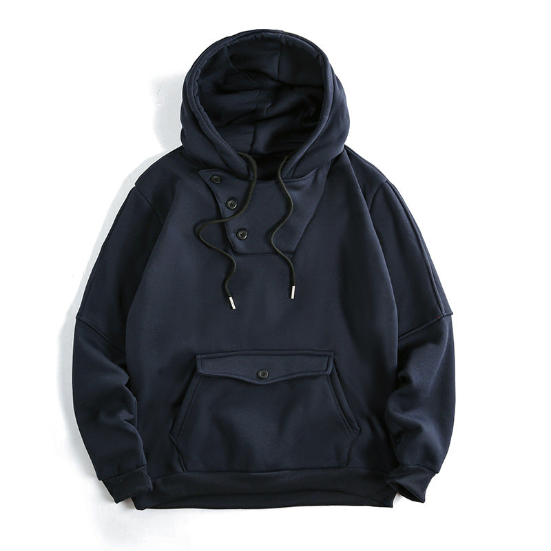 Herren lässiger Kapuzenpullover mit Knopfdetails und praktischen Taschen EB