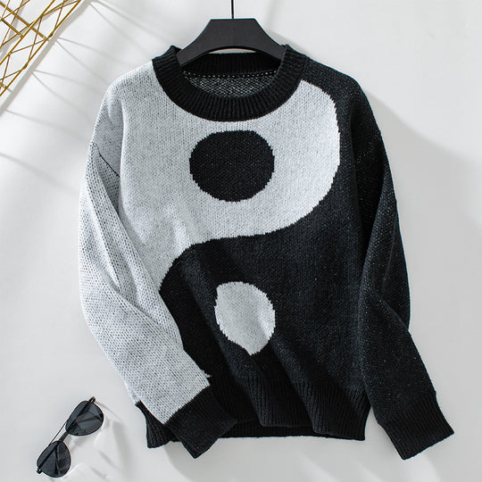 Damen modischer Pullover mit Yin-Yang-Motiv EB