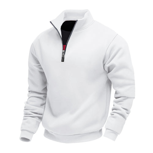 Herren nan halbhoher Reißverschluss-Sweatpullover mit Stehkragen weichem Fleecefutter und elastischen Bündchen EB