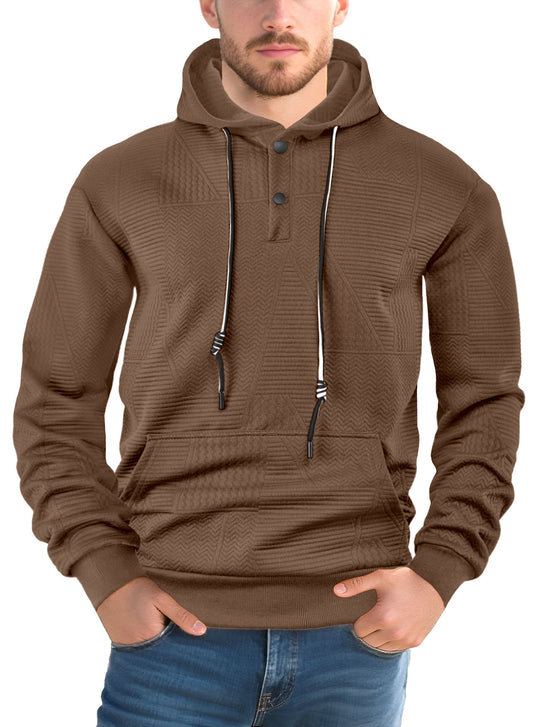 Herren modischer Kapuzenpullover mit strukturiertem Gewebe und Knopfleiste EB
