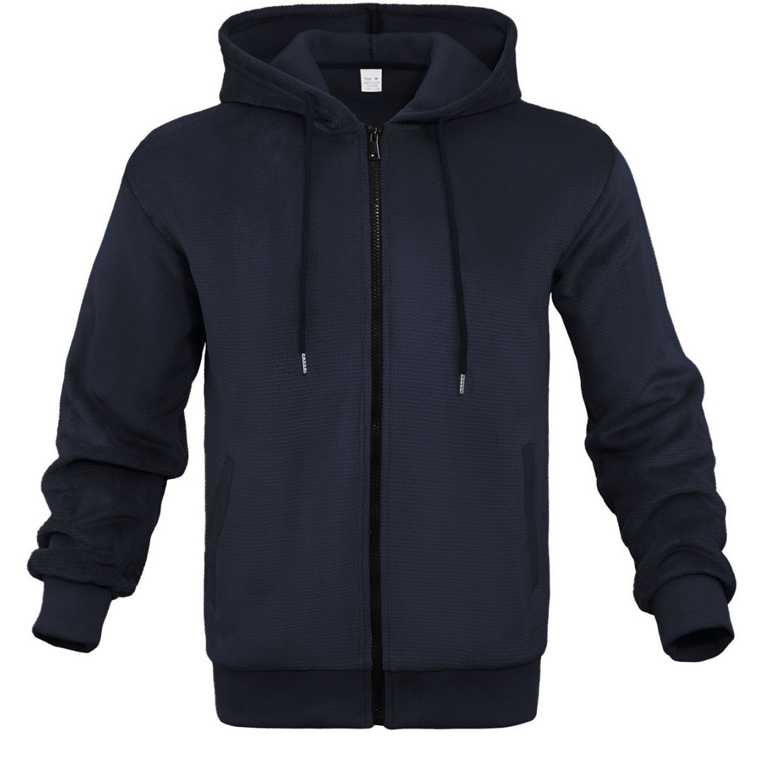 Herren sportliche Kapuzenjacke aus atmungsaktivem Material mit seitlichen Reißverschlusstaschen EB