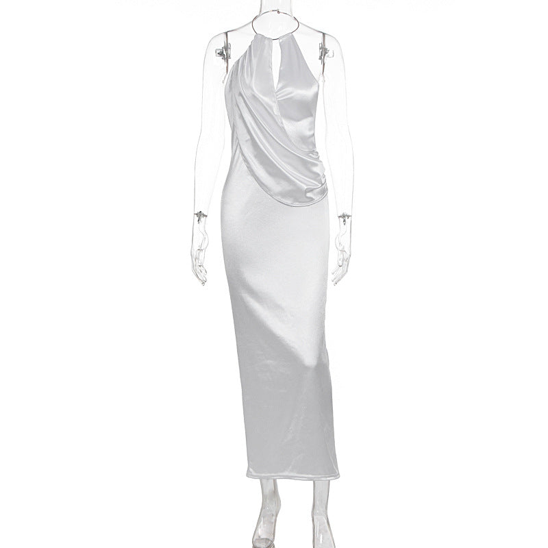 Damen Elegantes Maxikleid mit gerafftem Oberteil und hochwertigem Satinfinish EB