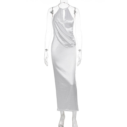 Damen Elegantes Maxikleid mit gerafftem Oberteil und hochwertigem Satinfinish EB