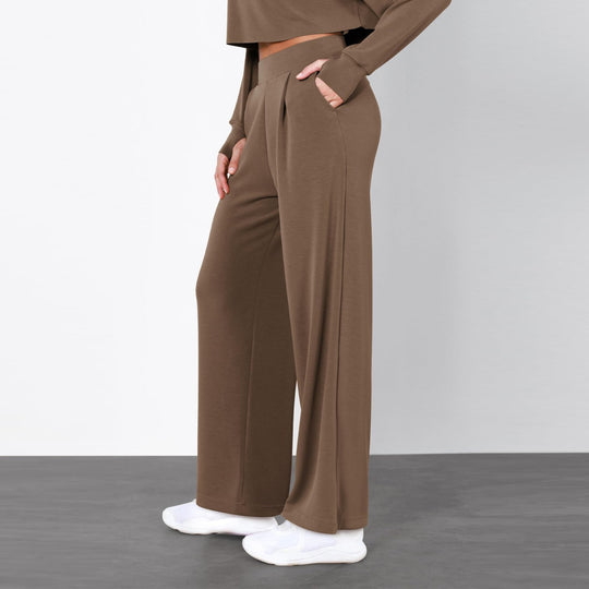 Damen Weit geschnittene Lounge-Hose mit komfortablem Bund und praktischen Taschen EB