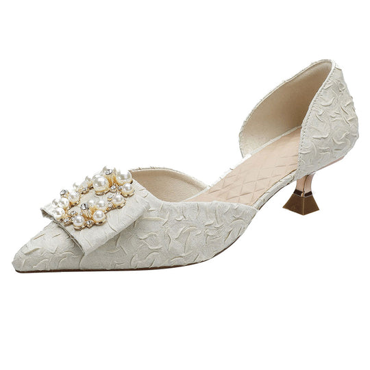 Damen elegante Slingback-Pumps mit funkelnder Perlenapplikation EB