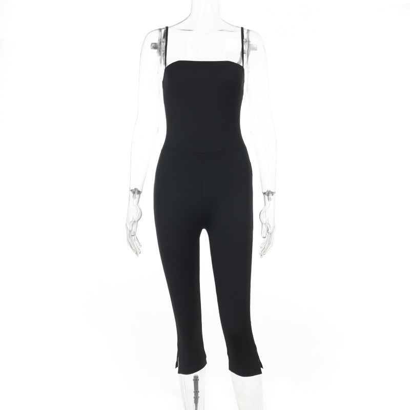 Damen stylischer Jumpsuit mit schmalem Schnitt und verstellbaren Trägern EB