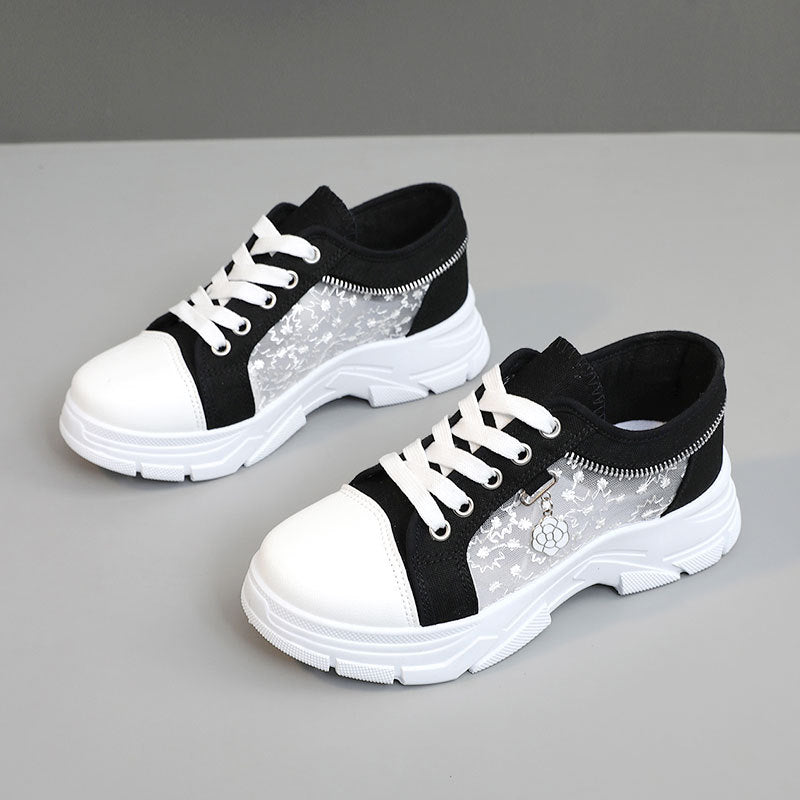 Damen Sneaker mit transparenten Einsätzen und modischem Reißverschluss EB