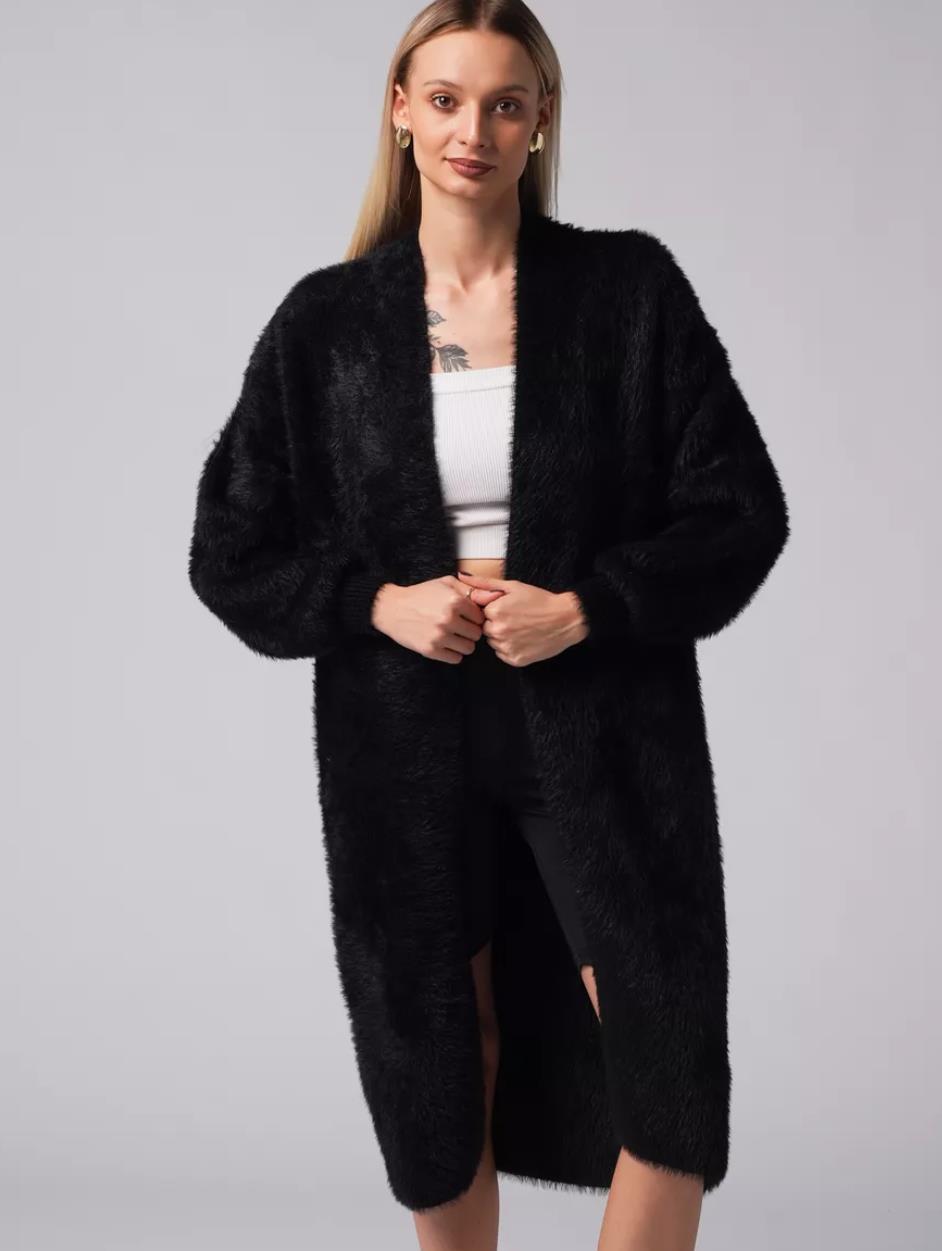 Damen Kuscheliger Strickmantel mit seitlichen Schlitzen und weitem Schnitt EB