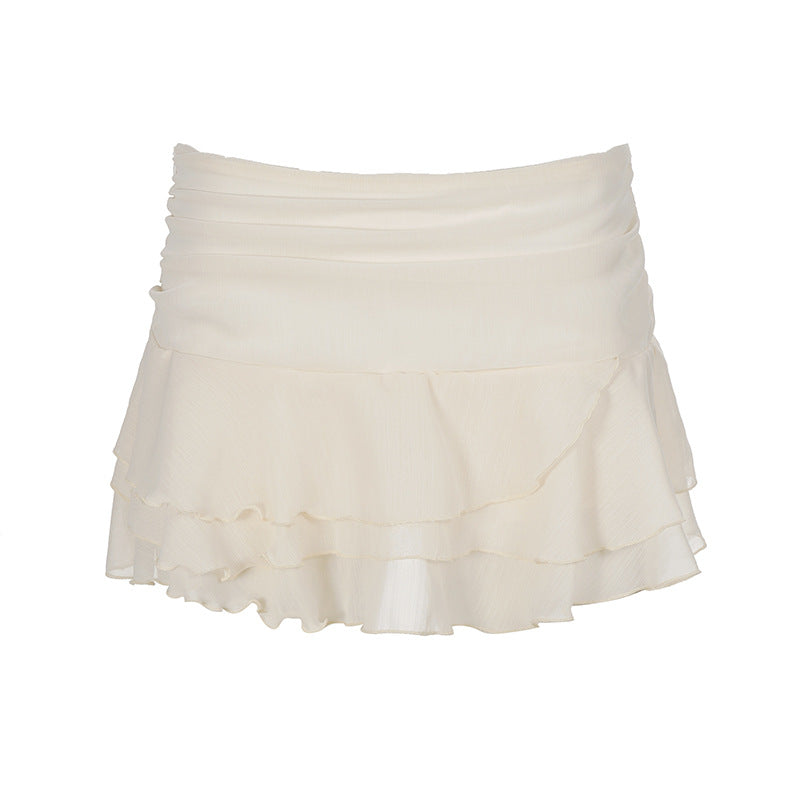 Damen Fließender Rüschenrock aus Chiffon EB