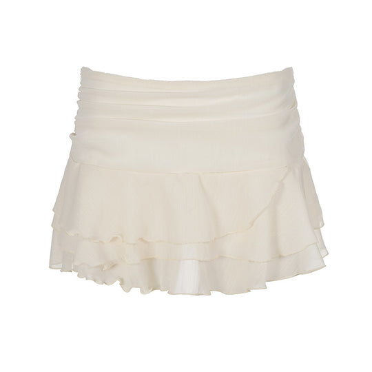 Damen Fließender Rüschenrock aus Chiffon EB
