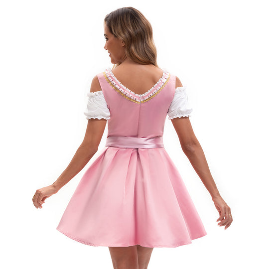 Damen nan Dirndlkleid mit Spitzen-Schürze, dekorativer Schnürung und Puffärmeln EB