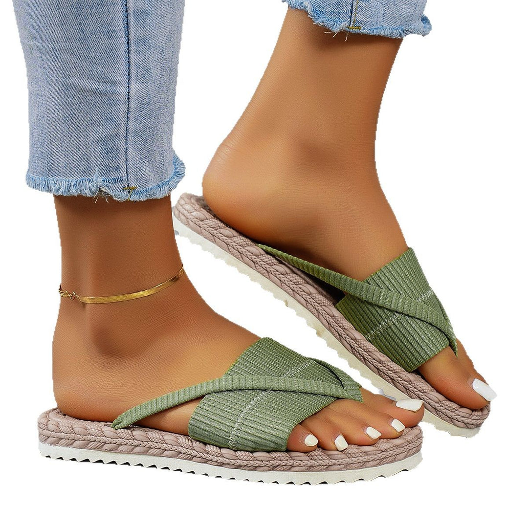 Damen Komfortable Zehentrenner-Sandalen mit geflochtenem Detail EB