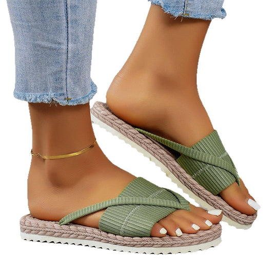 Damen Komfortable Zehentrenner-Sandalen mit geflochtenem Detail EB