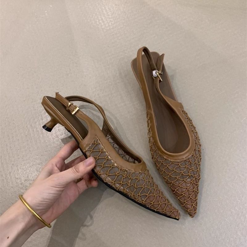 Damen Slingback Pumps mit transparentem Netzdesign EB