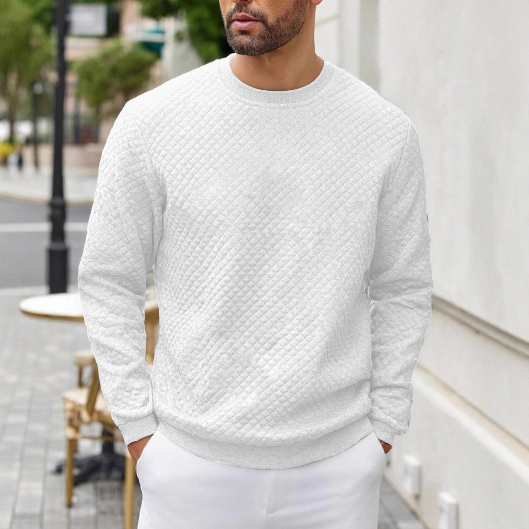 Herren nan gesteppter Sweatpullover mit Rautensteppung, geripptem Kragen und komfortablem Regular Fit EB