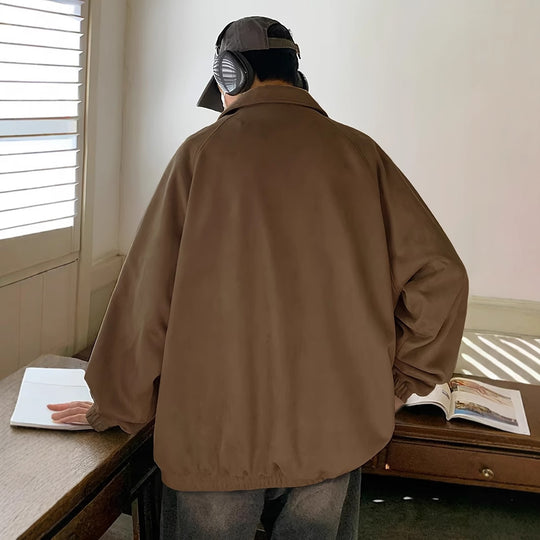 Herren lässige Overshirt-Jacke aus bequemem Softmaterial mit Druckknopfverschluss EB