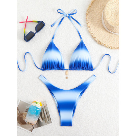 Damen Triangel-Bikini mit verstellbaren Trägern und elegantem Wickeldetail EB