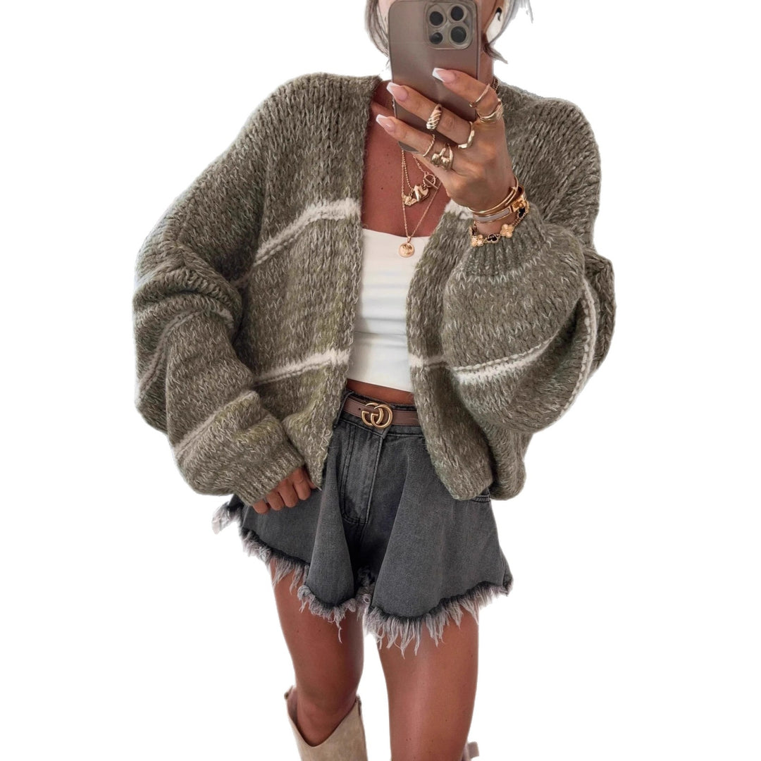 Damen Grobstrickjacke mit lässigem Schnitt und modischem Streifenmuster EB
