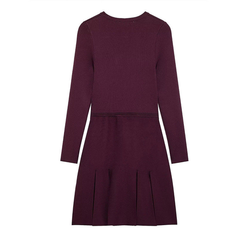 Damen Strickkleid mit dekorativen Knopfdetails und praktischen Taschen EB