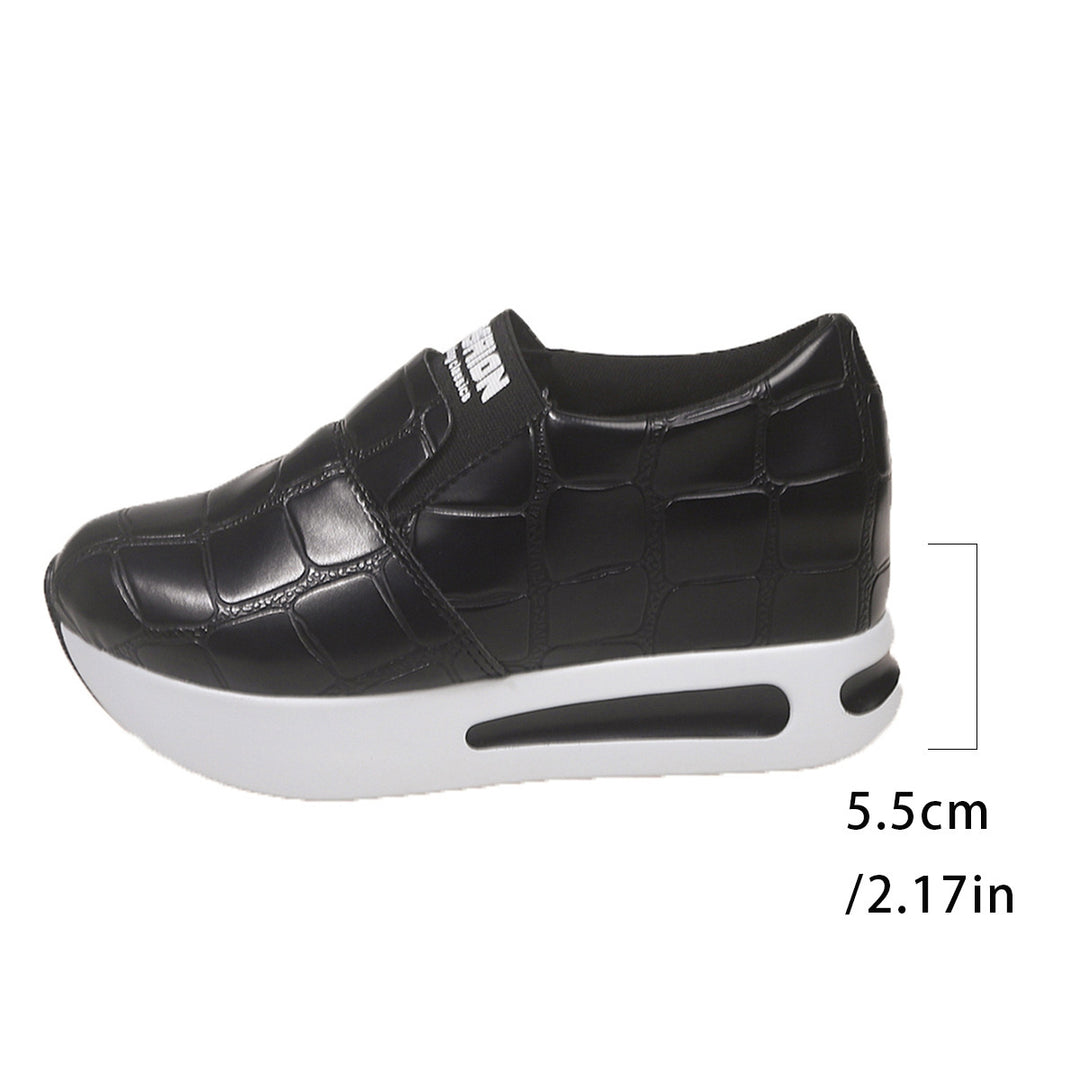 Damen Slip-On Sneaker mit luxuriösem Krokodil-Lederlook und bequemem Hochplateau EB