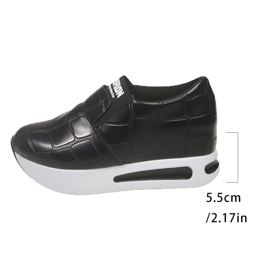 Damen Slip-On Sneaker mit luxuriösem Krokodil-Lederlook und bequemem Hochplateau EB
