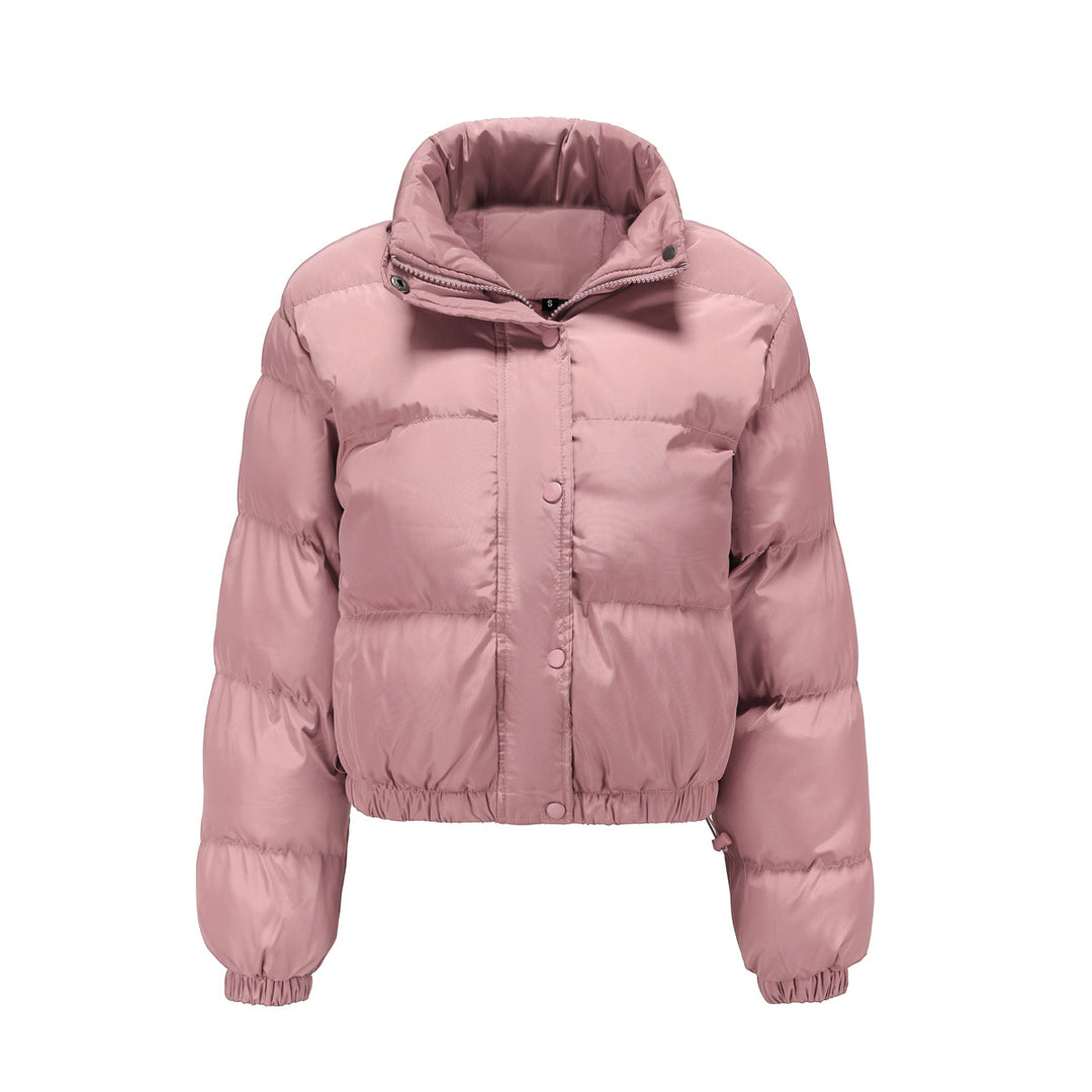 Damen nan kurze gesteppte Winterjacke mit Stehkragen und Kordelzug EB