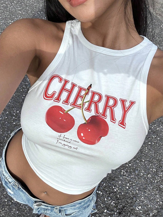 Damen Crop-Top mit mutigem Statement-Druck EB