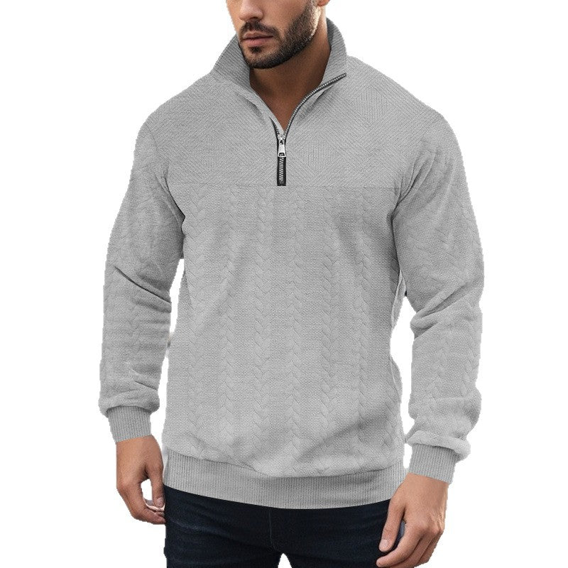Herren Pullover mit strukturierter Optik und hohem Kragen EB