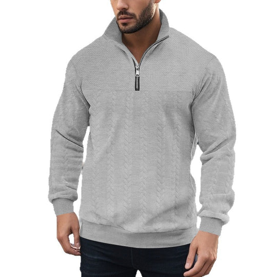 Herren Pullover mit strukturierter Optik und hohem Kragen EB