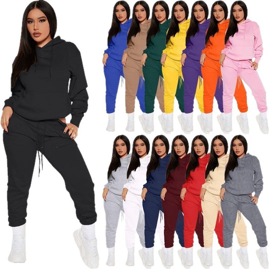 Damen nan zweiteiliges Lounge-Set mit Kapuzenpullover und High-Waist Jogginghose aus weichem French Terry EB