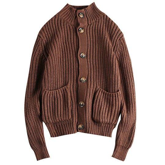 Damen Strickjacke mit großen Taschen und Knopfverschluss EB