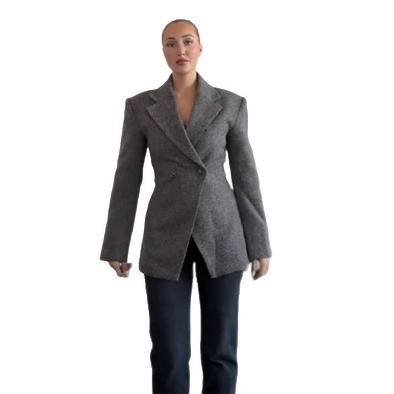 Damen Eleganter Oversized Blazer mit strukturiertem Gewebe EB