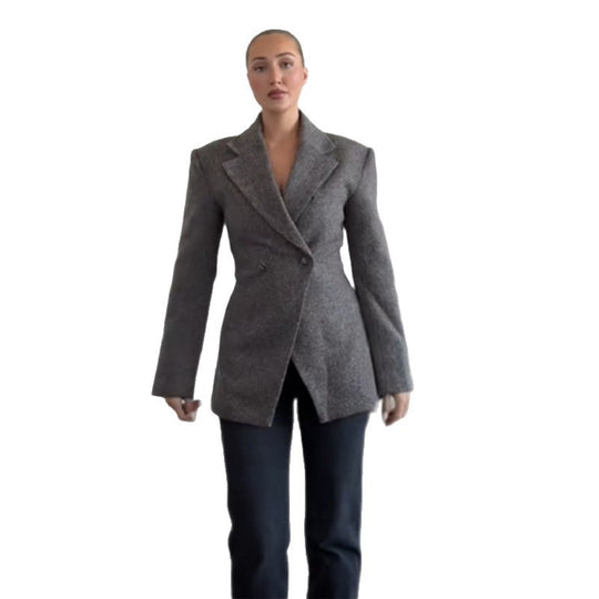 Damen Eleganter Oversized Blazer mit strukturiertem Gewebe EB