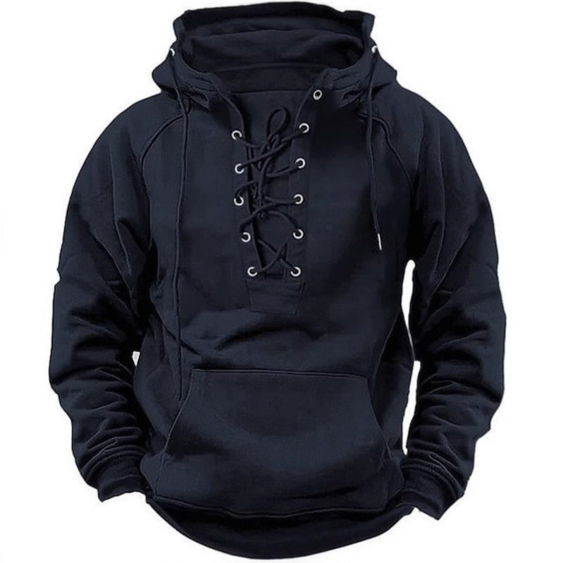 Herren Kapuzensweatshirt mit modischer Schnürung und weichem Innenfutter EB