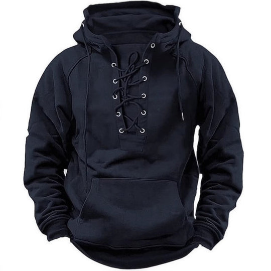 Herren Kapuzensweatshirt mit modischer Schnürung und weichem Innenfutter EB