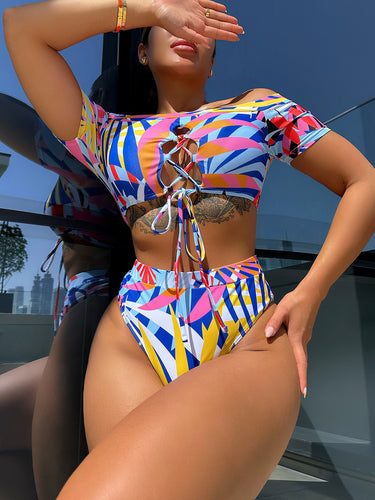 Damen Bikiniset mit modischem Off-Shoulder-Design und eleganter Schnürung EB
