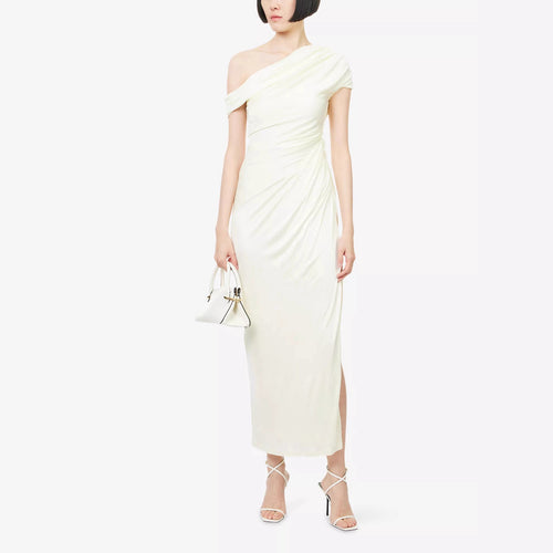 Damen Wickelkleid mit asymmetrischem Oberteil und eleganten Drapierungen EB