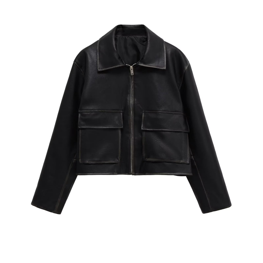 Damen Kurzgeschnittene jacke mit Taschen EB