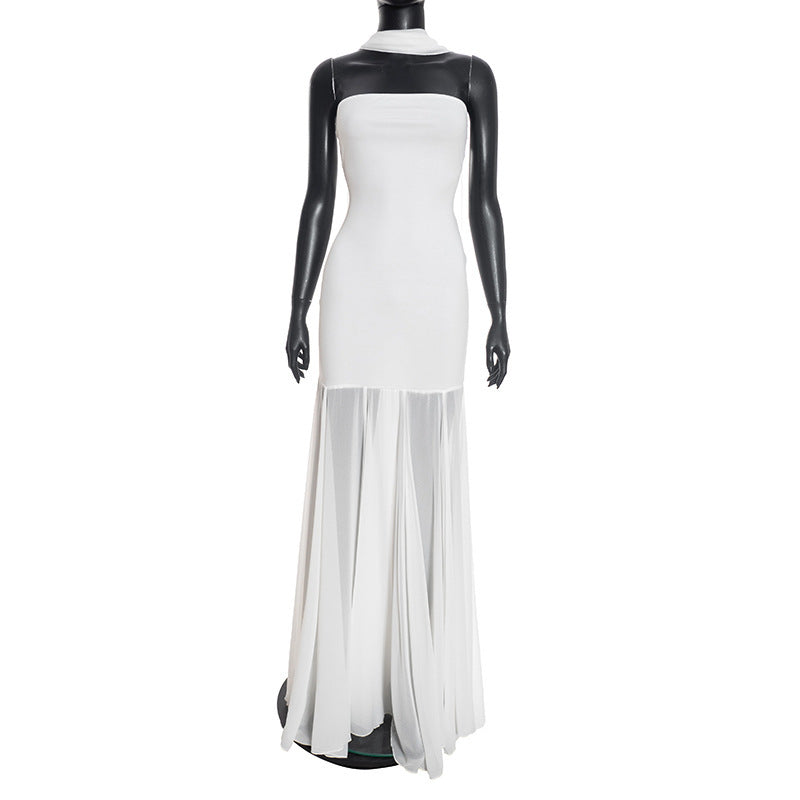 Damen Elegantes Abendkleid mit transparenten Drapierungen EB