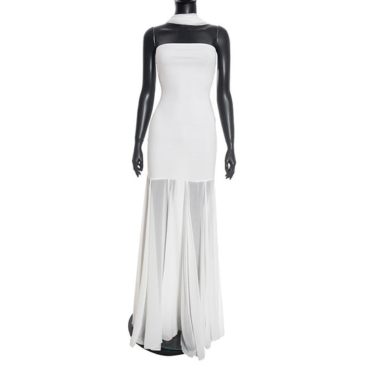 Damen Elegantes Abendkleid mit transparenten Drapierungen EB